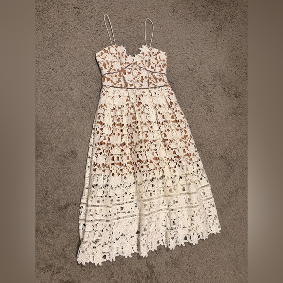 Self Portrait New Azaelea Guipure Lace Midi Dress Size 6 - Picture 8 of 16